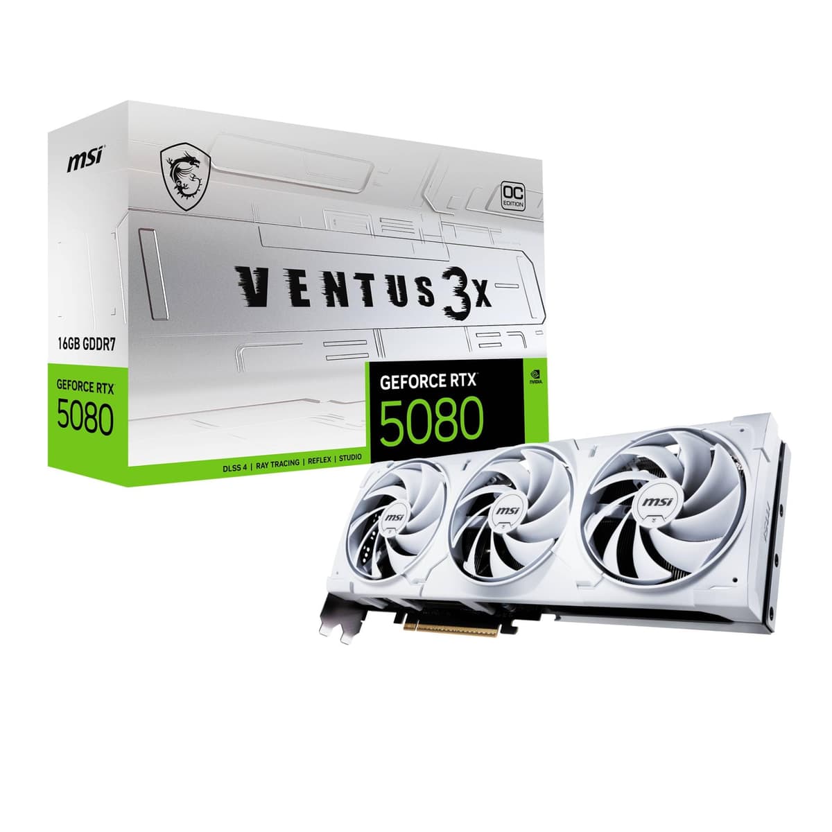 MSI GeForce RTX 5080 16G VENTUS 3X OC WHITE - 16GB GDDR7, PCIe Gen5 V531-062R
