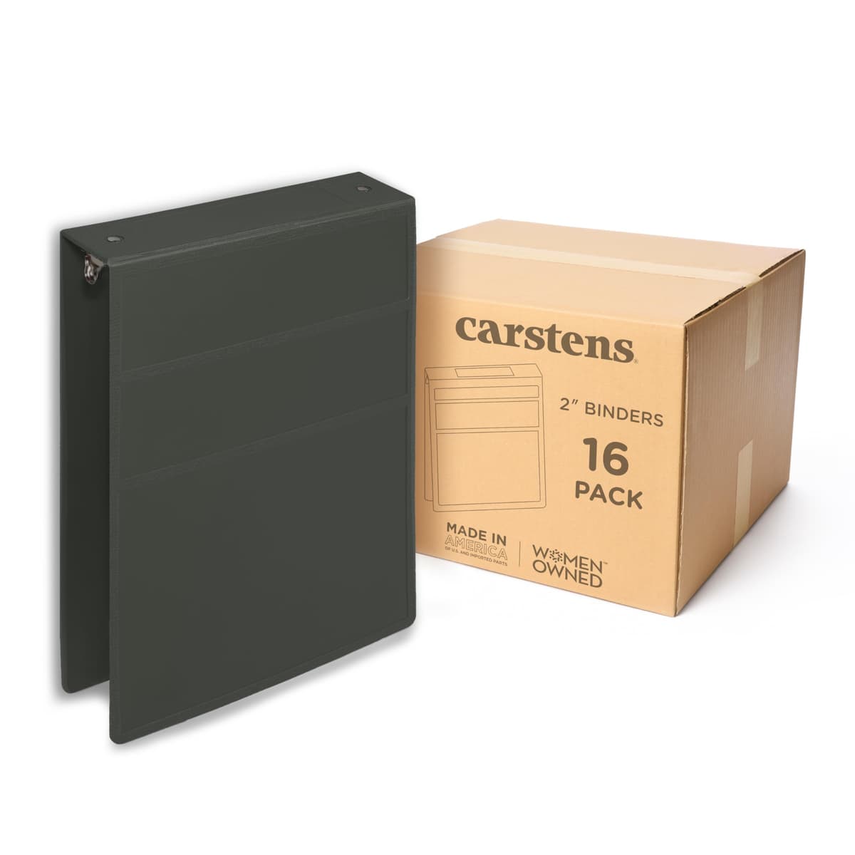Carstens 2" Heavy Duty 3-Ring Binder Top Opening, Charcoal Gray, 2-inch, Waterproof, Sin Bolsillos, 300 hojas (5871-3R) 5871-3RCS