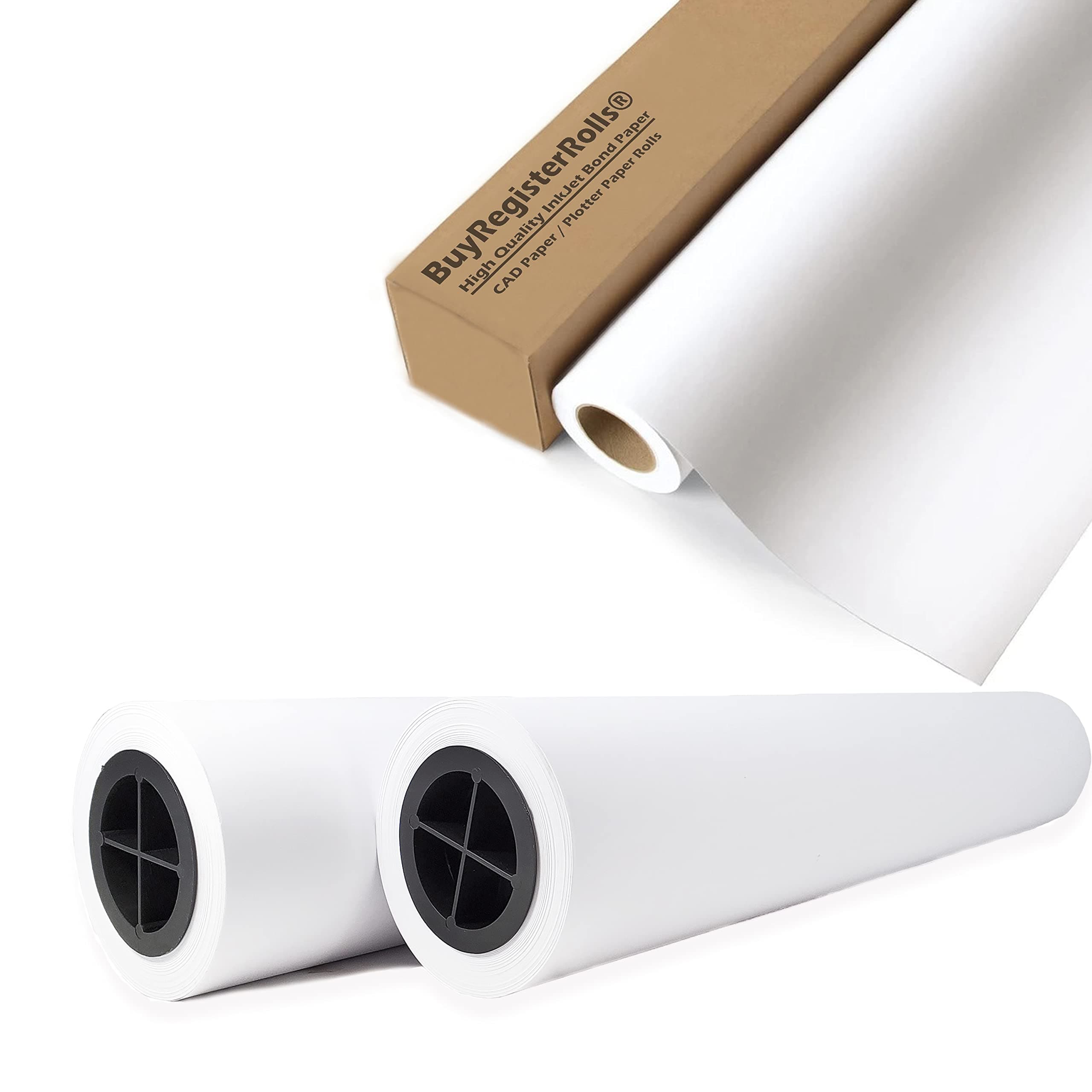 BuyRegisterRolls Plotter Paper 36 x 150 (40 Rolls) - 20 lb. C1861A Bond, 2" Core BRR