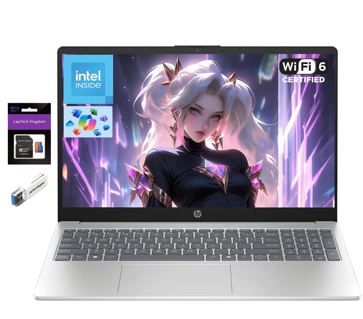 HP Laptop para Estudiantes de 15.6 pulgadas Office 365, 16 GB RAM 384 GB Almacenamiento (128 GB UFS + 256 GB tarjeta SD), Quad-Core (Mejora i3-1115G4), Computadora para Negocios, Estudio y Hogar con Wi-Fi 6, Bluetooth 5.4, Cámara Privada, Windows 11