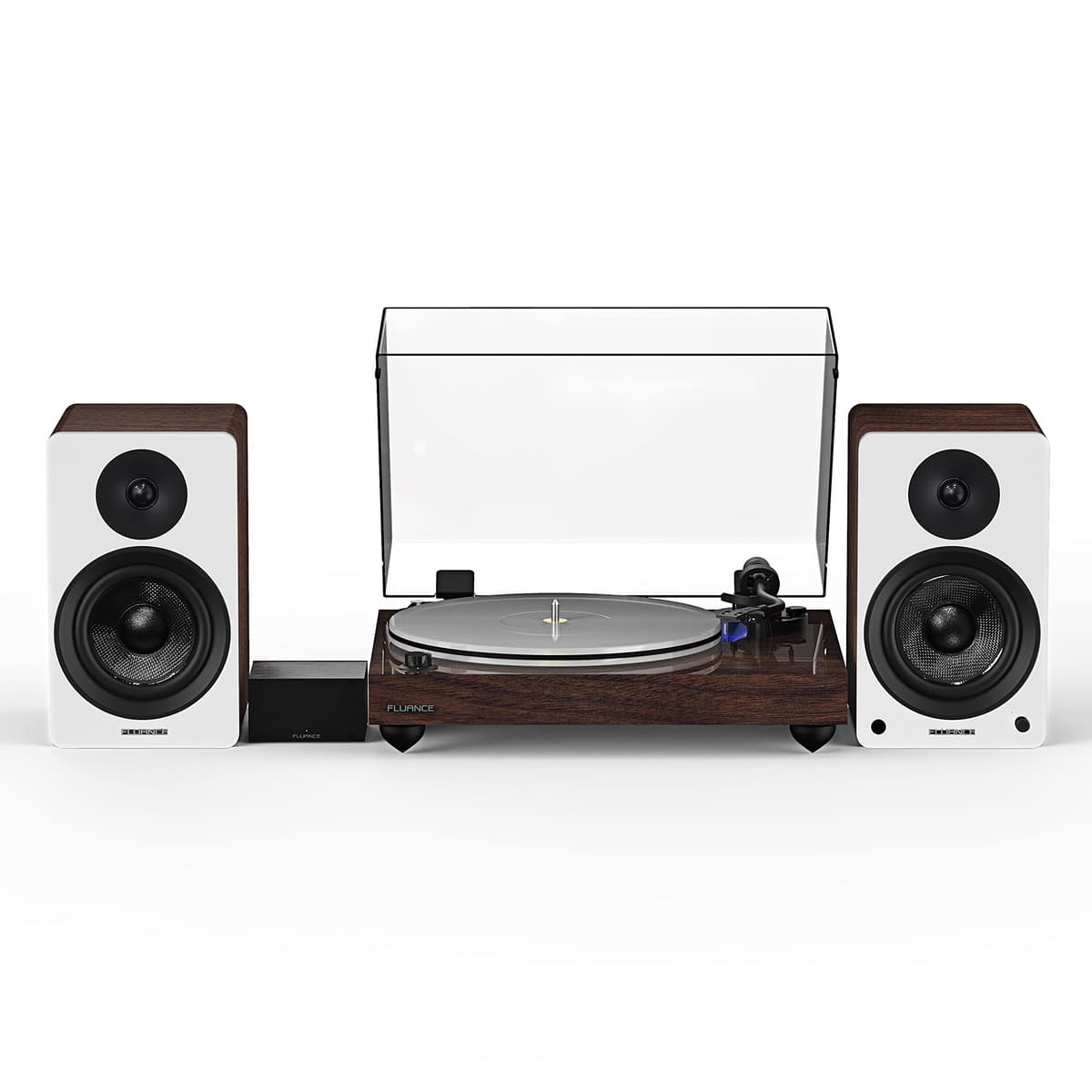 Fluance Reference RT85 Turntable nogal natural con PA10, Ai41 altavoces 5" y Ortofon 2M Blue RT85WPA41WW