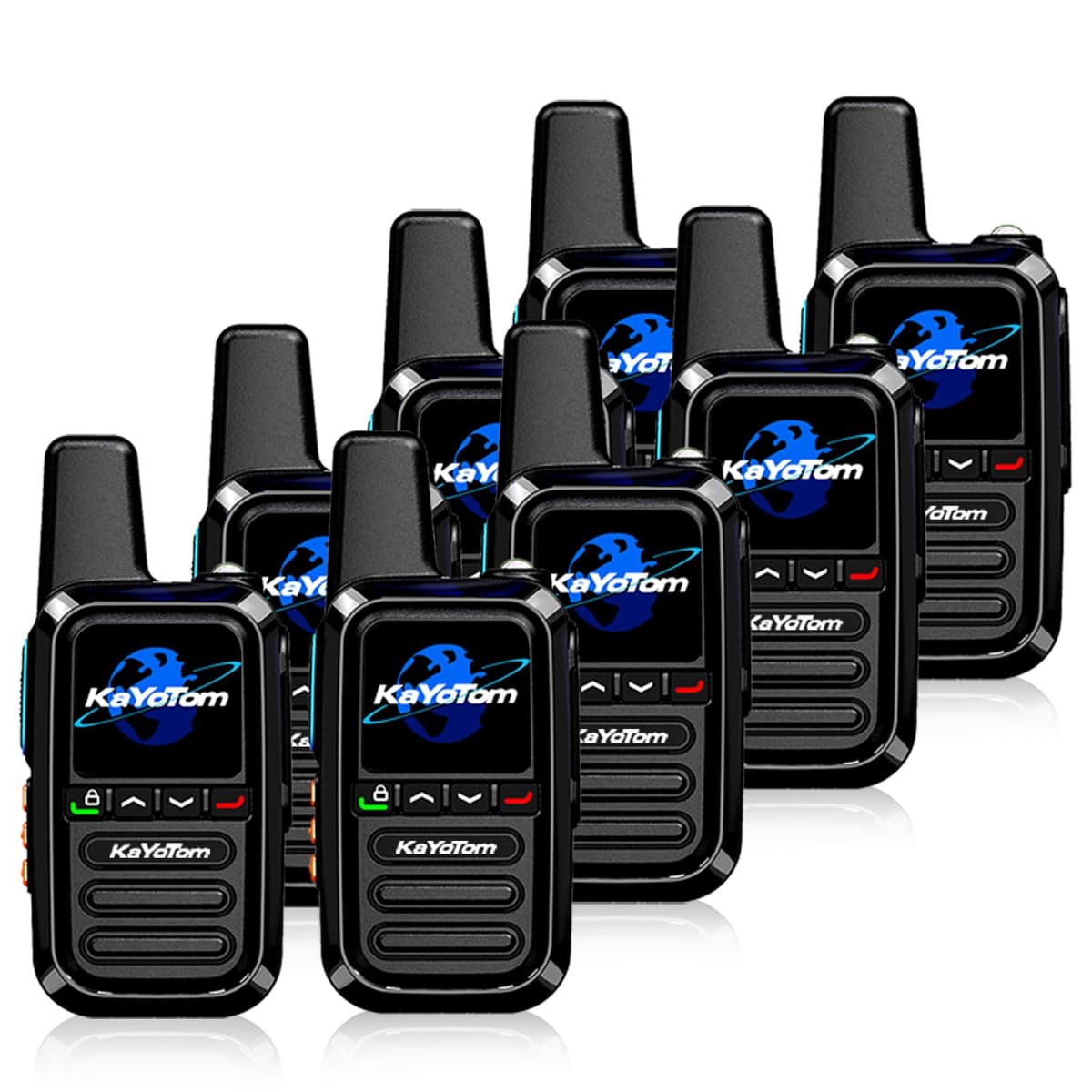 KAYOTOM 8 Pack Walkie Talkie Global con SIM, Comunicación Ilimitada, Batería 5000mAh, Tipo-C