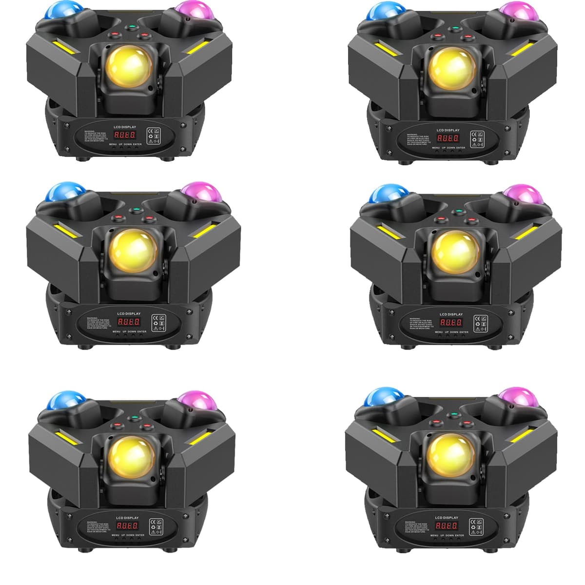 Xelletye 6-Pack Moving Head 9x10W LED para DJ y eventos con DMX y control por sonido ZQ02368US