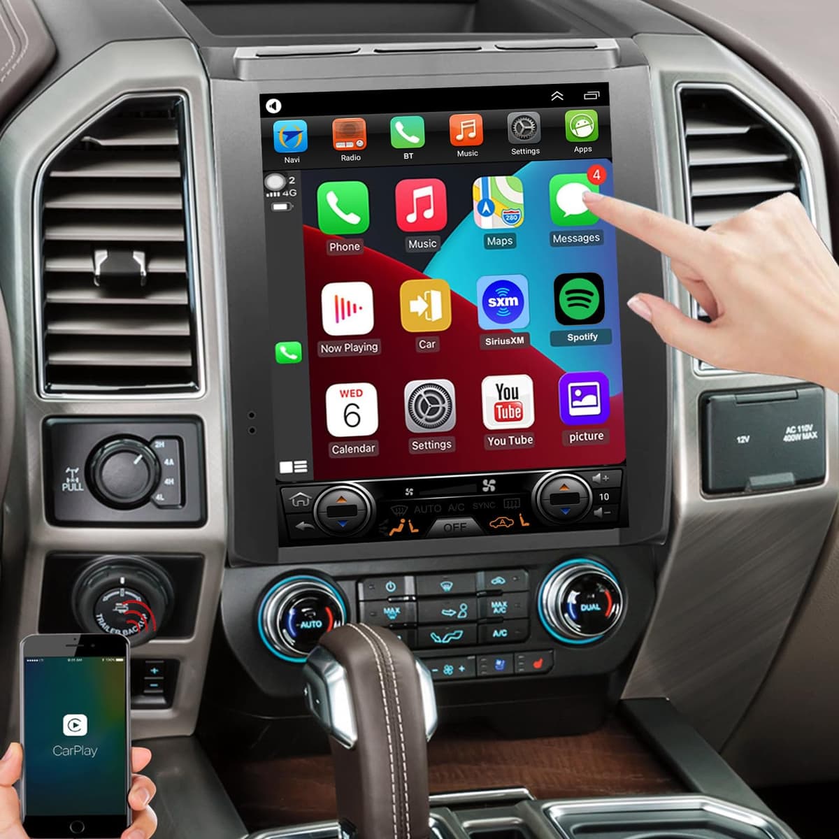 Dzxiaso Radio para Ford F150 2015-2018 Reemplazo 12.1" IPS Android con CarPlay inalámbrico Dzxiaso-12-121