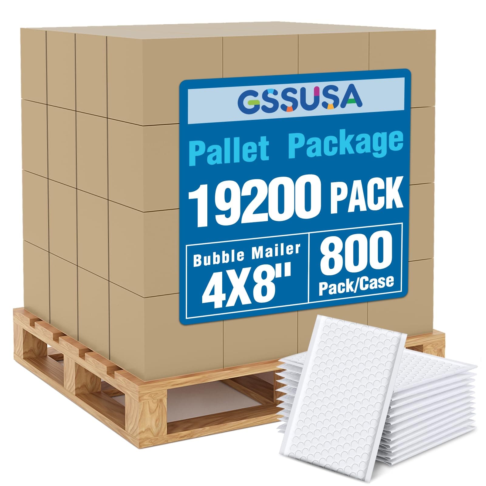 GSSUSA White Bubble Mailers 4x8 pulgadas, pack 19200