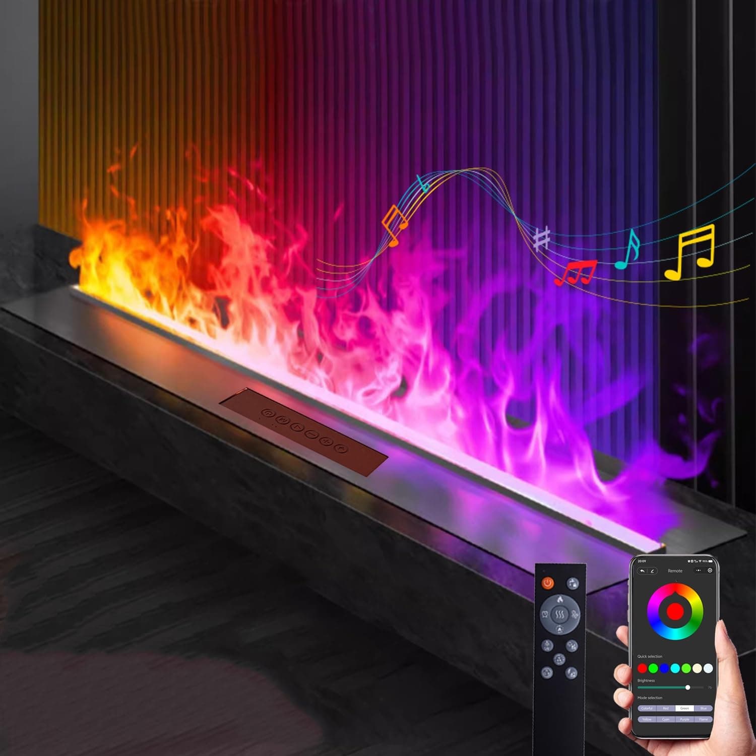 Lgghdm Chimenea eléctrica 31.5" 3D Atomizing con efecto de vapor y altavoz musical