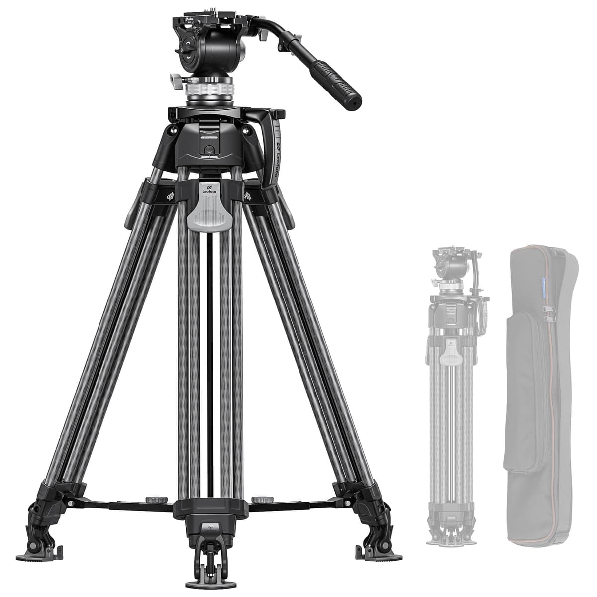 LEOFOTO Tripié Carbono Heavy Duty LVF-163C con Cabezal Fluido BV-15, Max carga 8 kg LFT-LVF-163C+BV-15