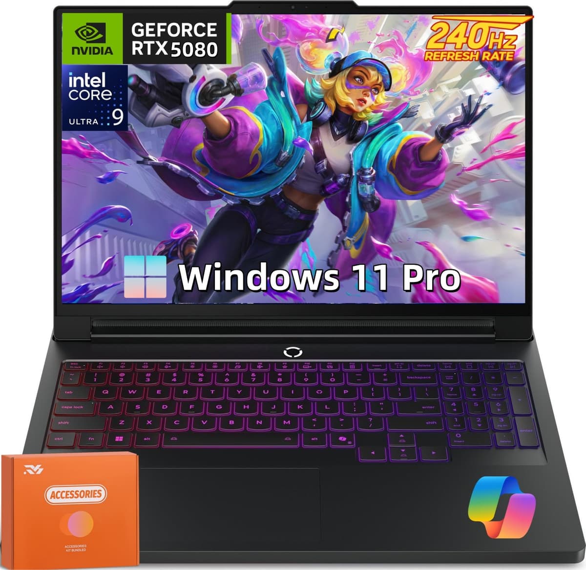 Lenovo Legion Pro 7i Gen 10 Laptop para Gaming, GeForce RTX 5080 16GB GDDR7, Intel Ultra 9 275HX, OLED 16.0" 240Hz, 32 GB RAM DDR5, SSD 2 TB, WiFi 7, Windows 11 Pro, Microsoft Copilot, con accesorios