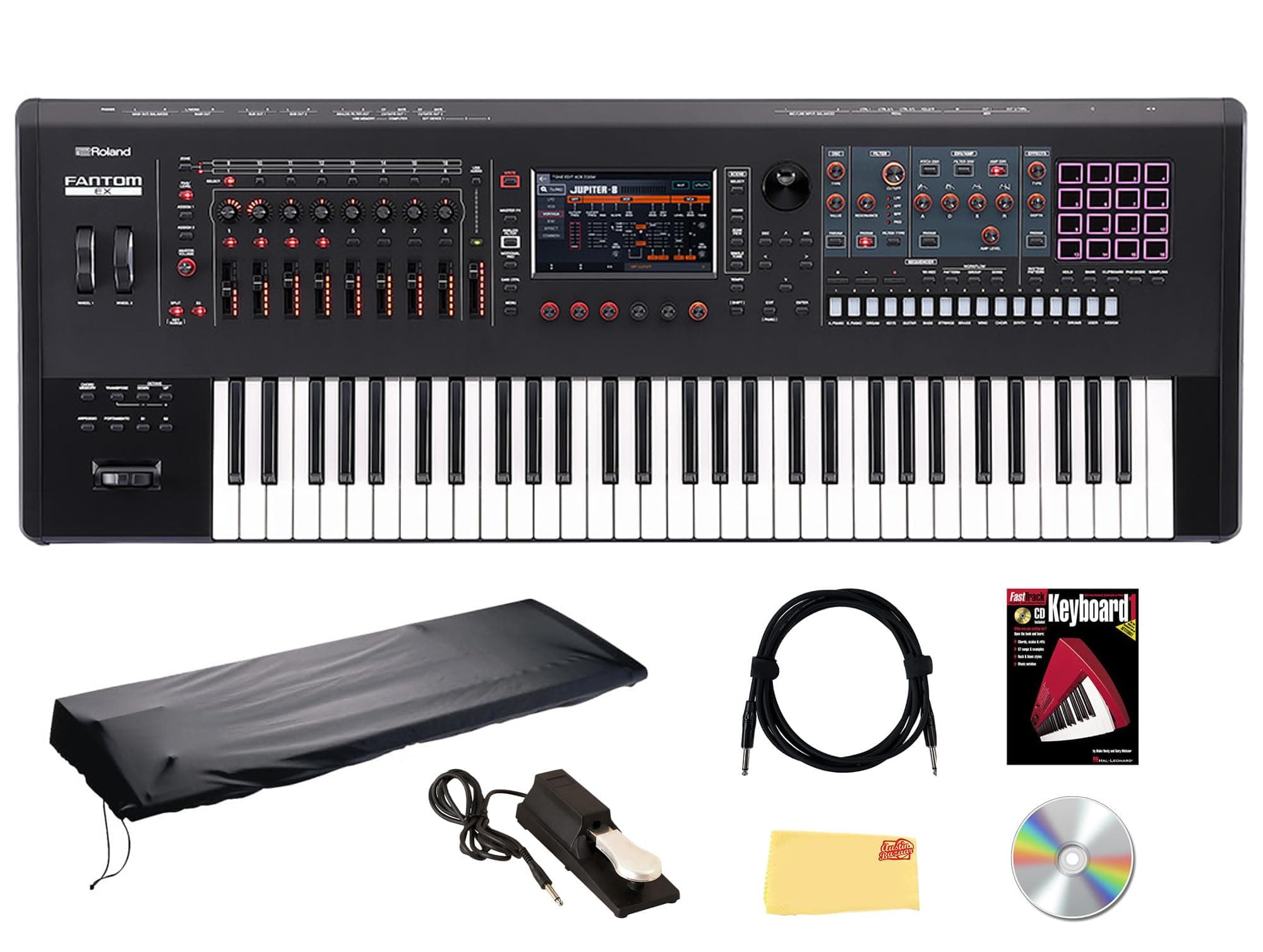Roland Fantom 6 EX Teclado Workstation 61 teclas PHA-4 con bundle Austin Bazaar AUS-FANTOM-6EX-COMBO-BASIC