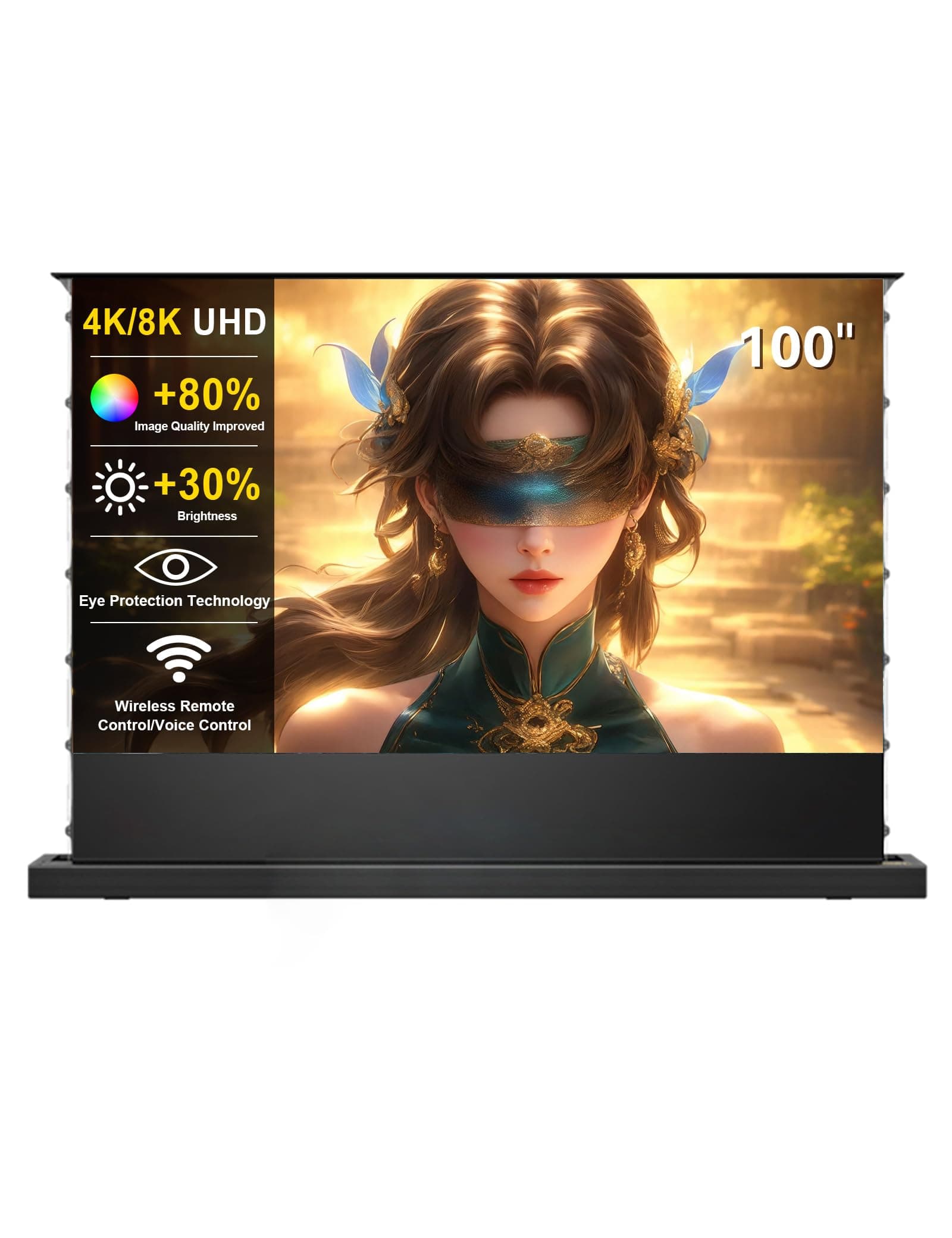 IN&VI 100'' Matte White Motorized Floor-Rising Screen - Pantalla Retráctil 100" Matte White Matte White 100 Inch/16:9