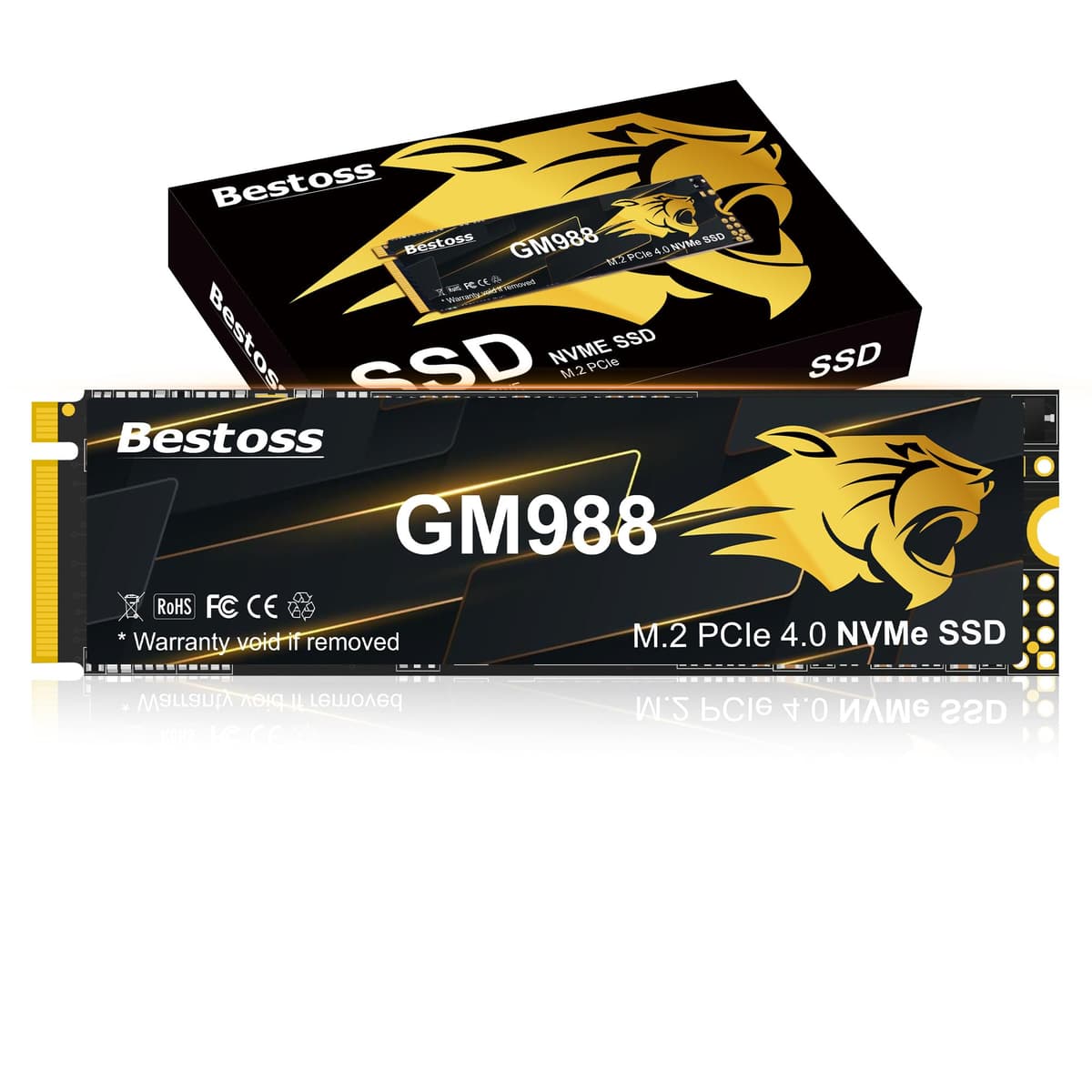 Bestoss M.2 2280 NVMe SSD interno PCIe Gen4 de 4TB, hasta 7300 MB/s, caché SLC y HMB, para PS5/PC/portátil, pensado para gamers, editores de video, creadores de alto nivel y desarrolladores de IA que exigen velocidad ultrarrápida GM988