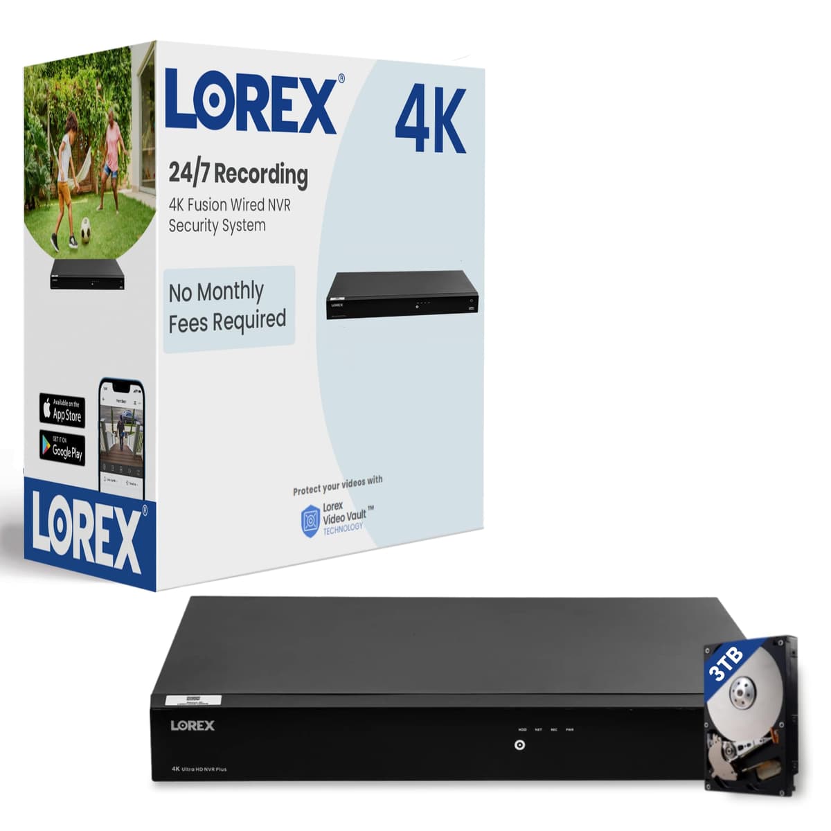 Sistema NVR Lorex Fusion 4K compatible con 16 cámaras (Cableado/WiFi Fusion) Grabador solo de 4K 16 canales 3TB N863A63B