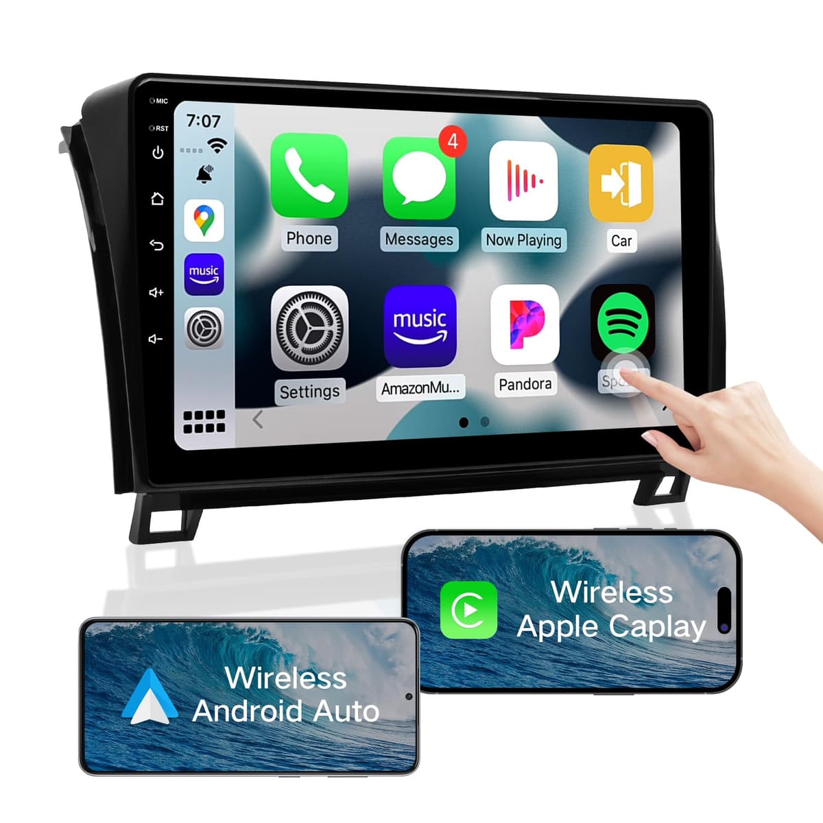ViaBecs Estéreo para Auto con Apple CarPlay - Pantalla táctil HD 10.2" Radio Bluetooth para Toyota Tundra 2007-2013, Toyota Sequoia 2008-2018, Radio FM/AM, Android Auto inalámbrico, SWC, DSP (4G+64G) C:Tundra 2007-2013 (XC004-X+CAN005-X)