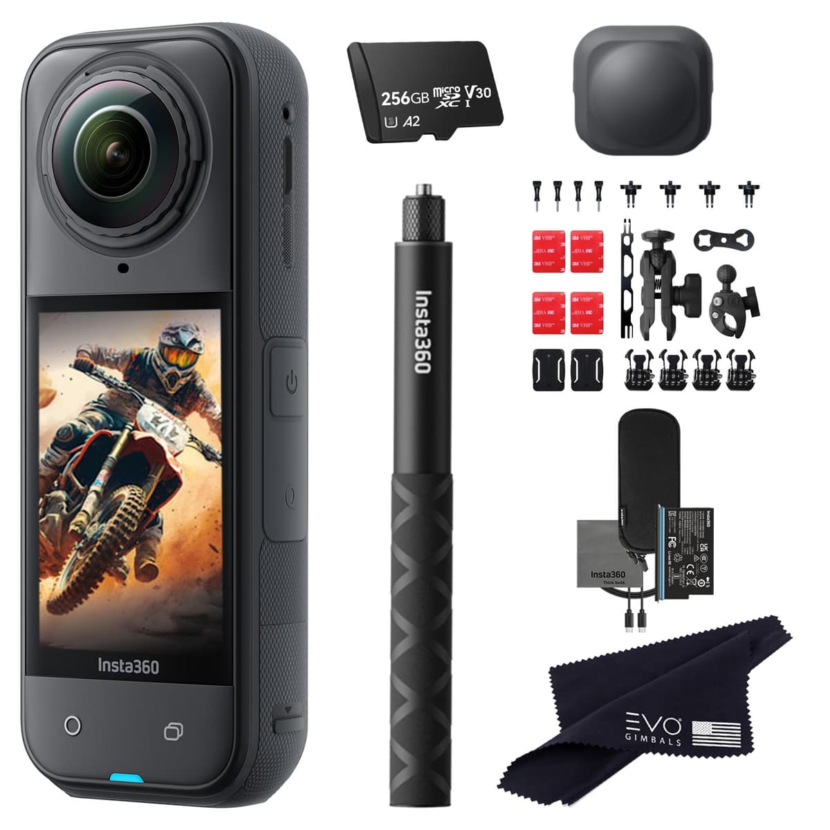 Insta360 X5 Motorcycle Bundle 8K 360 Cámara de Acción Impermeable con Sensores 48MP y Accesorios (256GB) X5_MOTO_SELFIE_LC_256GB