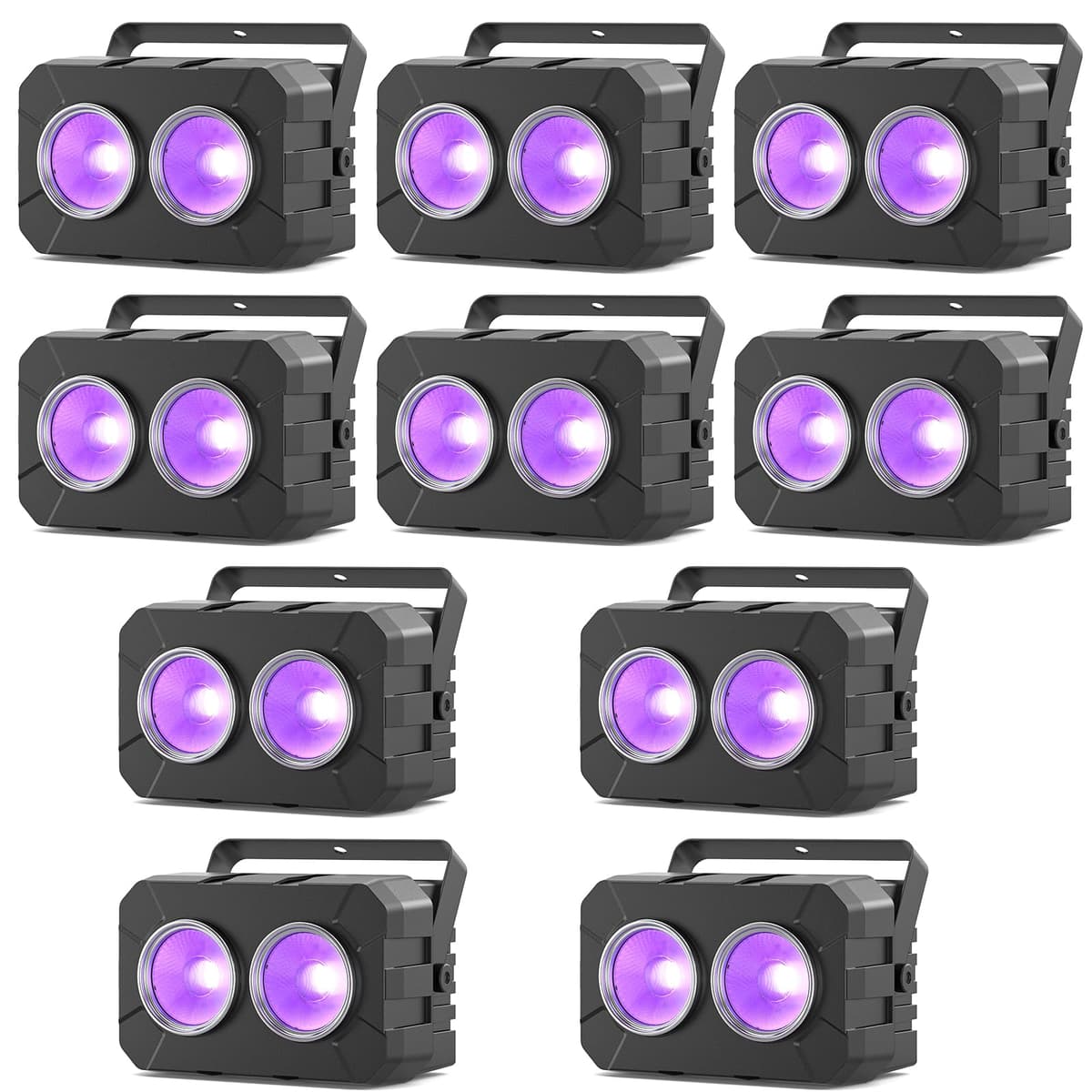 DazzlingStage 180W COB RGBW 4IN1 2-Eyes LED Par Can - Pack de 10 LHQ-ZQ01322X10US-GYY