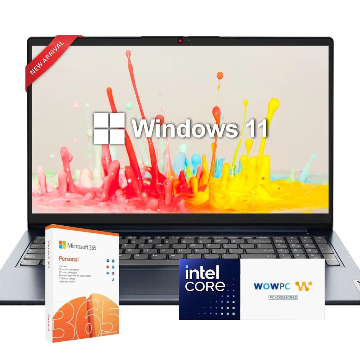 Lenovo Ideapad Empresarial con Microsoft Office, Procesador Intel Dual-Core, 15.6", 36GB RAM, 2TB SSD + 128GB eMMC, Lector de tarjetas SD, Windows 11, USB de recuperación WOWPC