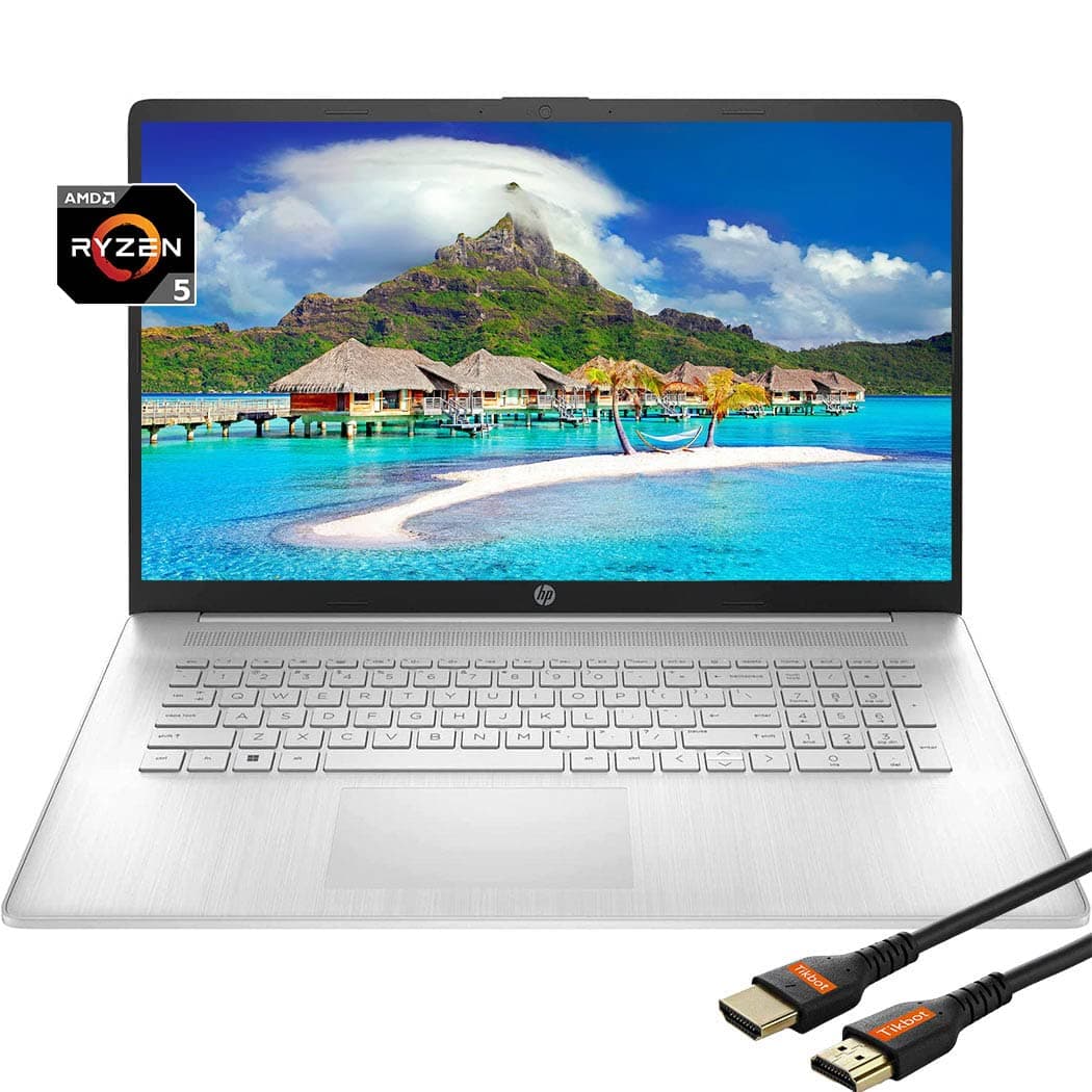 HP Laptops 17 pulgadas con pantalla táctil 2022 | AMD Ryzen 5 5625U | Laptop con Windows 11 | USB Tipo-C | Teclado numérico | Wi-Fi Wireless-AC | Cámara | HDMI | Liviana | con cable HDMI (32 GB RAM | 1 TB SSD PCIe)