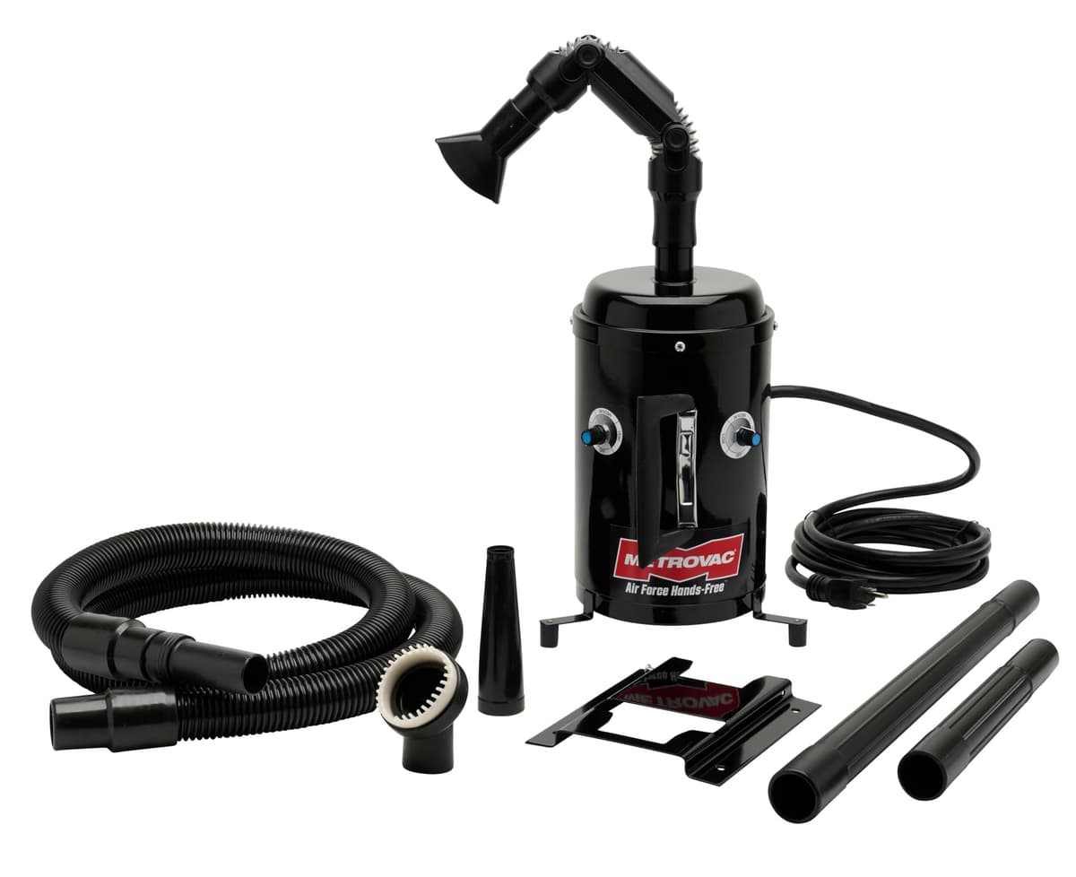 Secador de Pelo para Perros METROVAC Air Force de Manos Libres de Alta Velocidad | Soplador de Grooming para Mascotas con Calor y Manguera Ajustable 114-583394