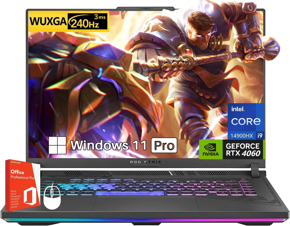 ASUS ROG Strix G16 Gaming Laptop 16" 240Hz Intel i9-14900HX RTX 4060 32GB DDR5 2TB SSD Wi-Fi 6E Windows 11 Pro + Office Lifetime G614JVR-ES94