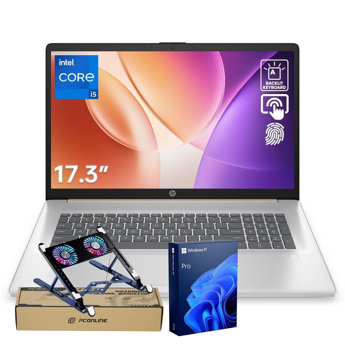 HP Essential Business 17.3" HD+ táctil, Intel Core i5-1334U, 32GB RAM, 2TB SSD, Wi-Fi 6, KB retroiluminada, Windows 11 Pro, Gold (bundle con enfriador PCO) TPN-W146_300N1AV