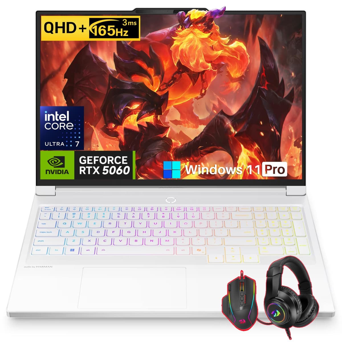 Lenovo Legion 7i Laptop para Juegos, Intel Core Ultra 7 255HX, Pantalla OLED 16" 2.5K 165Hz/1ms, NVIDIA GeForce RTX 5060, 32 GB DDR5 5600 MT/s, 1 TB SSD, Teclado Retroiluminado, Windows 11 Pro, Blanco Glaciar Lenovo Legion 7i Gaming Laptop