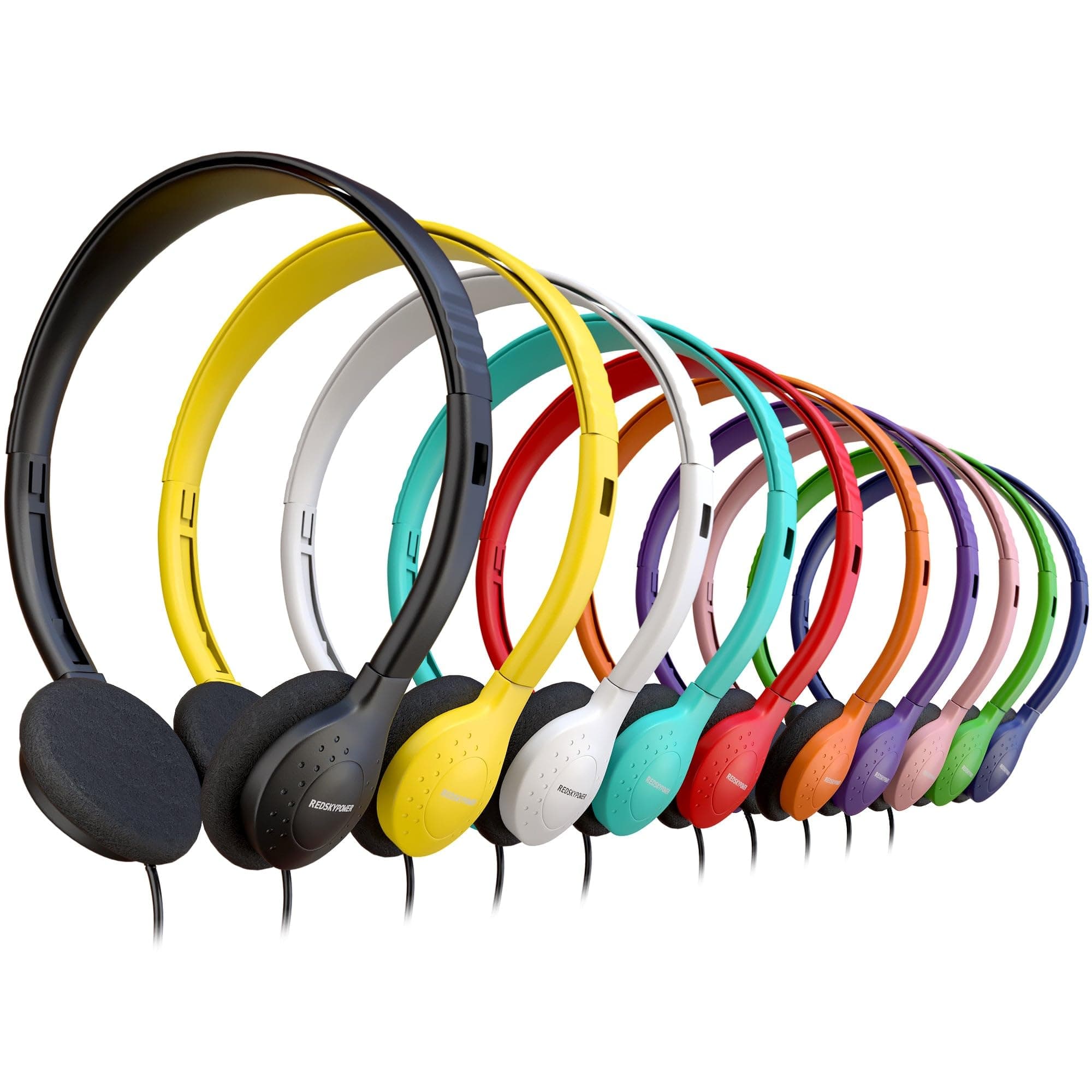 RedSkyPower 1000 Pack Auriculares con cable On-Ear, jack 3.5mm, cable 4ft, surtido de colores OHWC7M9X0F