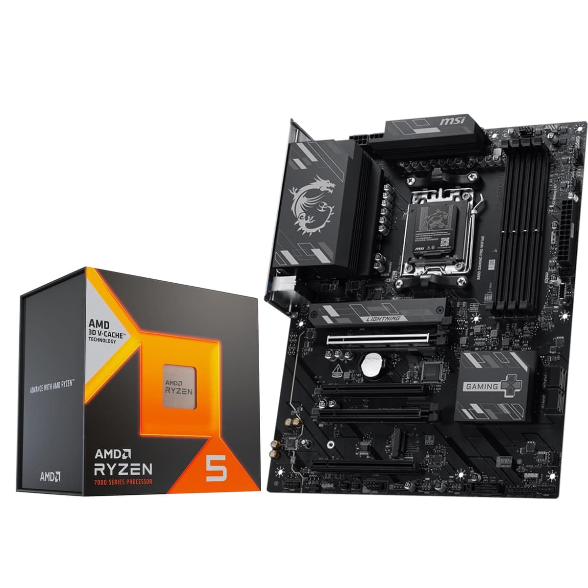 MICRO CENTER Procesador AMD Ryzen 5 7600X3D con Placa Madre MSI B850 Gaming PRO WIFI6E (ATX, AM5, DDR5, M.2 Gen5, Wi-Fi 6E) 7600X3DB850GAMINGPRO
