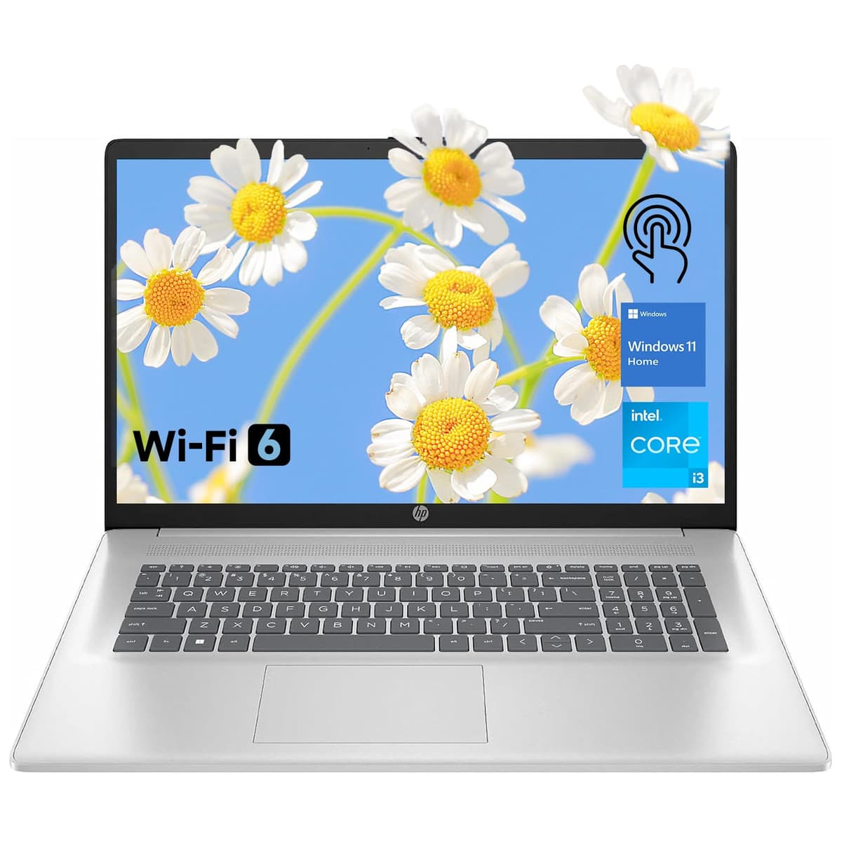 HP 17.3" Laptop táctil para el hogar y estudiantes, Office 365 para la web de por vida, Intel i3, 32 GB RAM, 2 TB PCIe + 128 GB eMMC SSD, con Copilot, obturador de privacidad en la cámara, Wi-Fi 6, Windows 11 Home, sin mouse TPN-I139