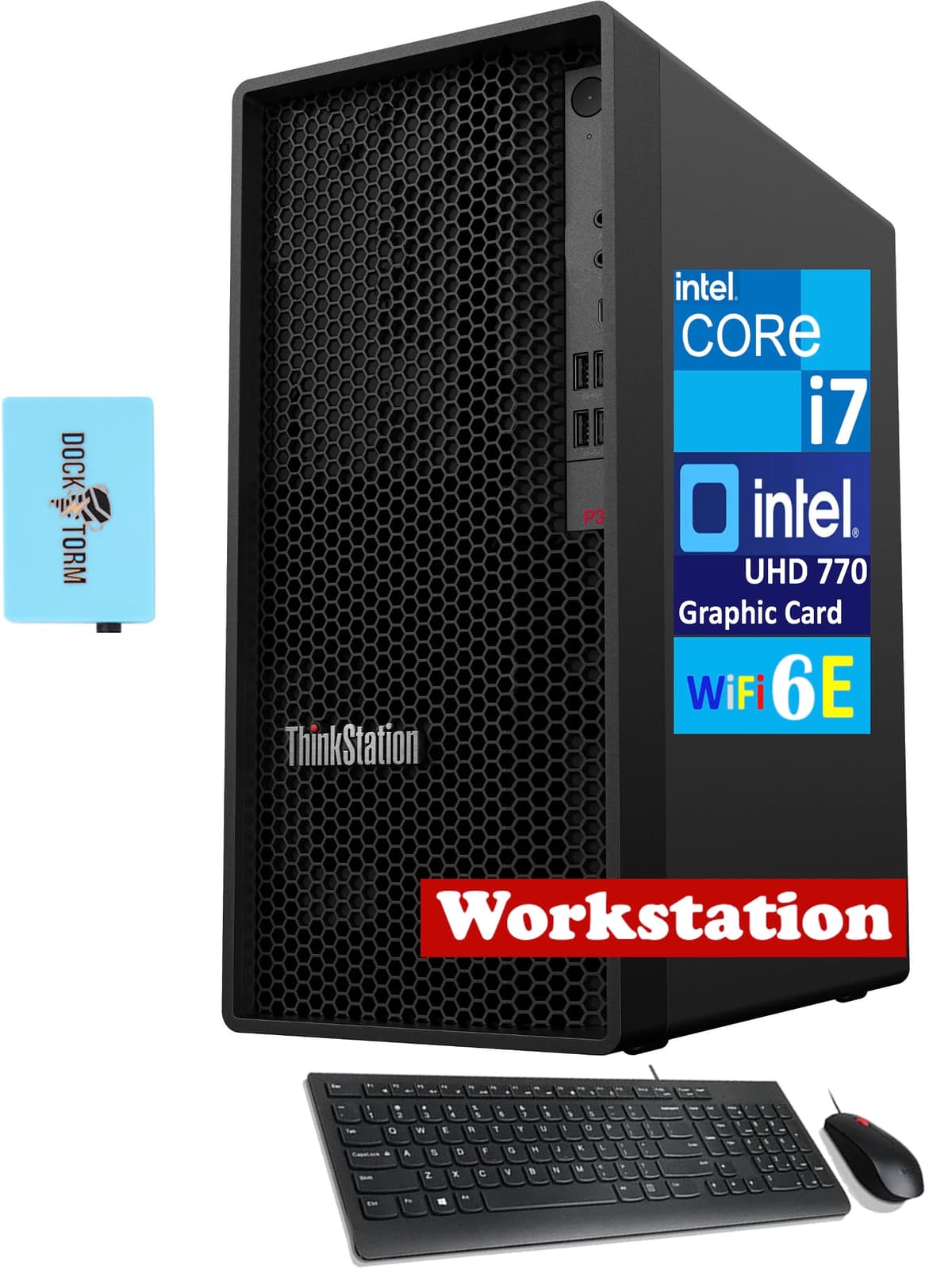 Lenovo ThinkStation P360 Desktop - Intel i7-12700, 32GB DDR5, 1TB PCIe, Windows 11 Pro, con Dockztorm Hub