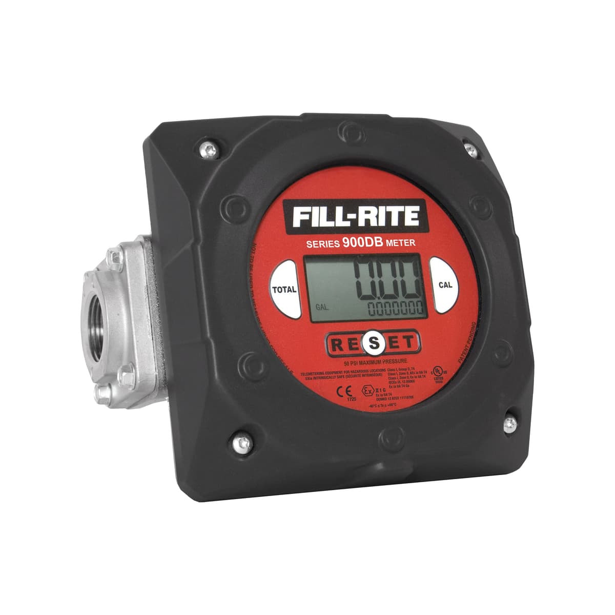 Fill-Rite 900CDBSPT Medidor digital 1" BSPT, 6-40 GPM, incluye baterías