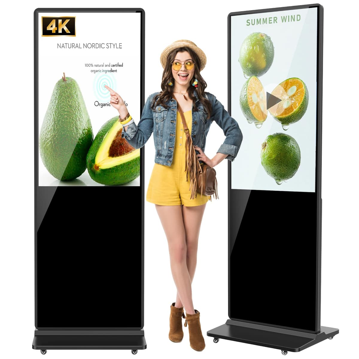 JIYANG 43" 4K Touchscreen Digital Signage Kiosk Ultra HD IPS Plug-and-Play