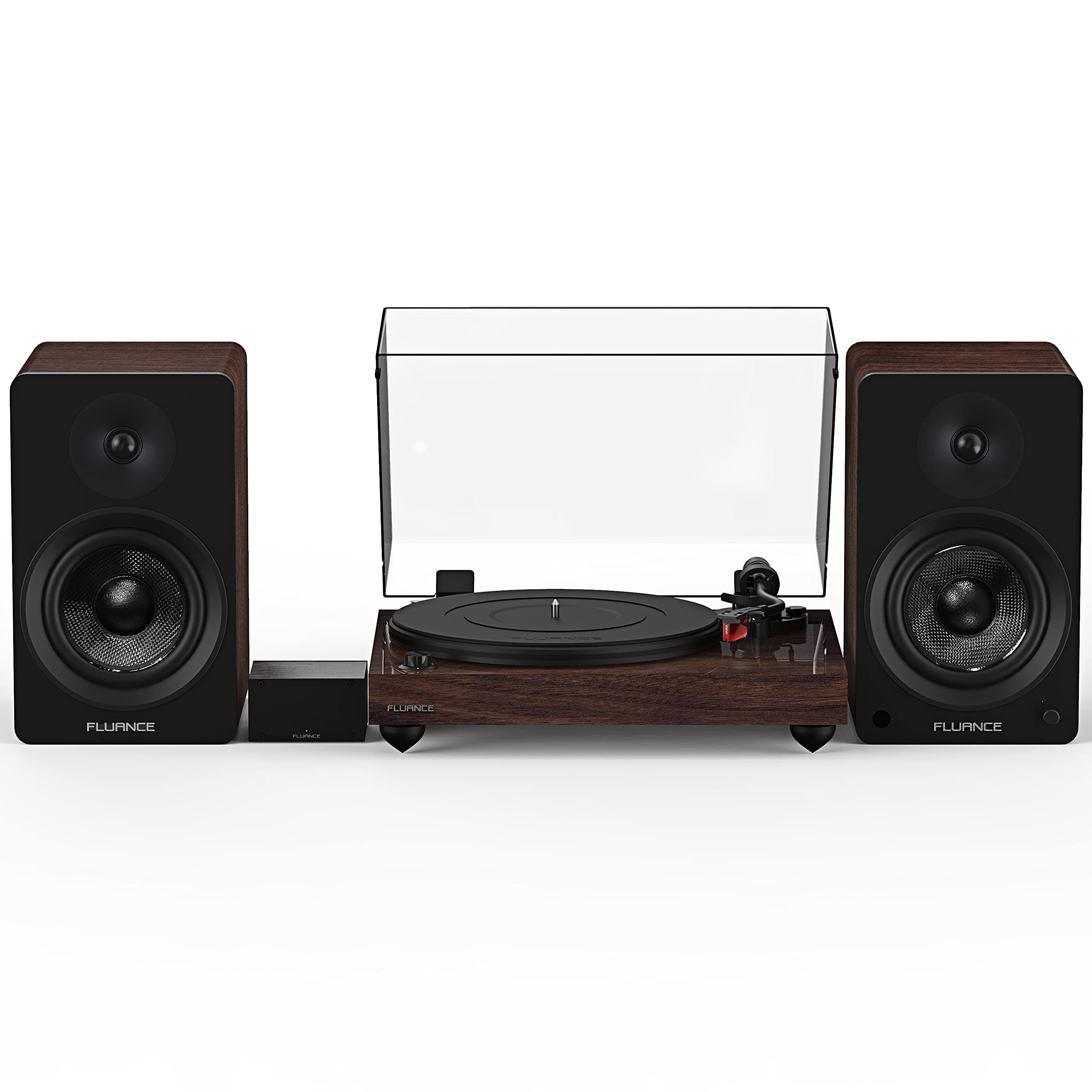Fluance Reference RT83 con PA10 y parlantes Ai61 6.5 pulgadas activos, Ortofon 2M Red, Bluetooth (Natural Walnut) RT83WPA61B