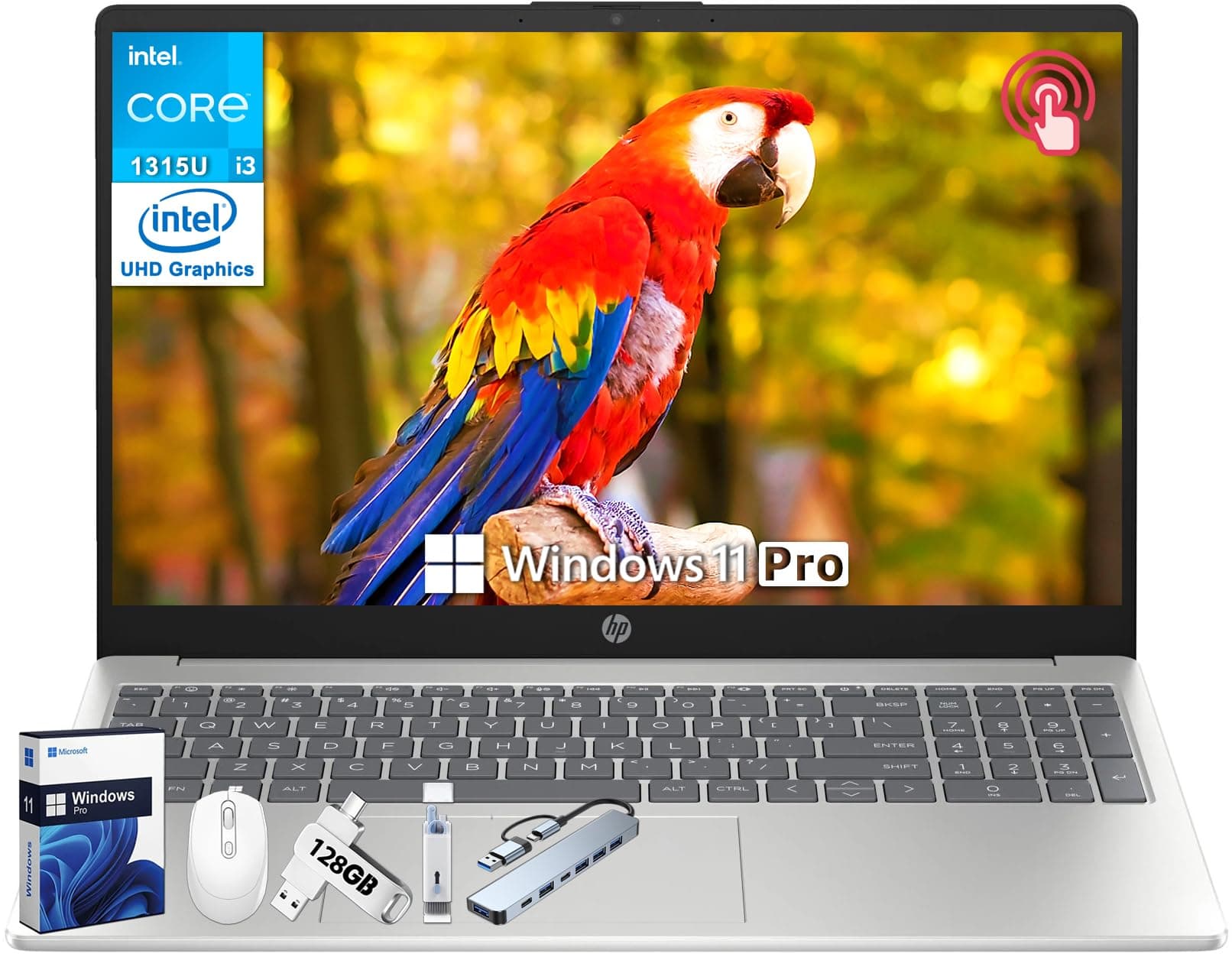 HP 15.6" Notebook con Pantalla Táctil - Intel i3-1315U, 64 GB RAM, 2 TB SSD, Windows 11 Pro hp laptop