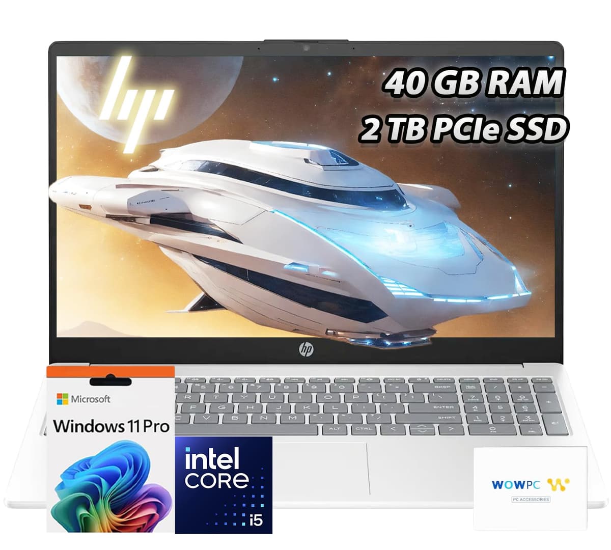 HP Pavilion 15.6" Laptop FHD | 40 GB RAM • SSD PCIe 2 TB | Procesador Intel Core i5-1235U (10 núcleos) | Copilot y listo para IA | Bluetooth | HDMI | Wi-Fi 6 | Windows 11 Pro | USB de recuperación WOWPC Business Laptop