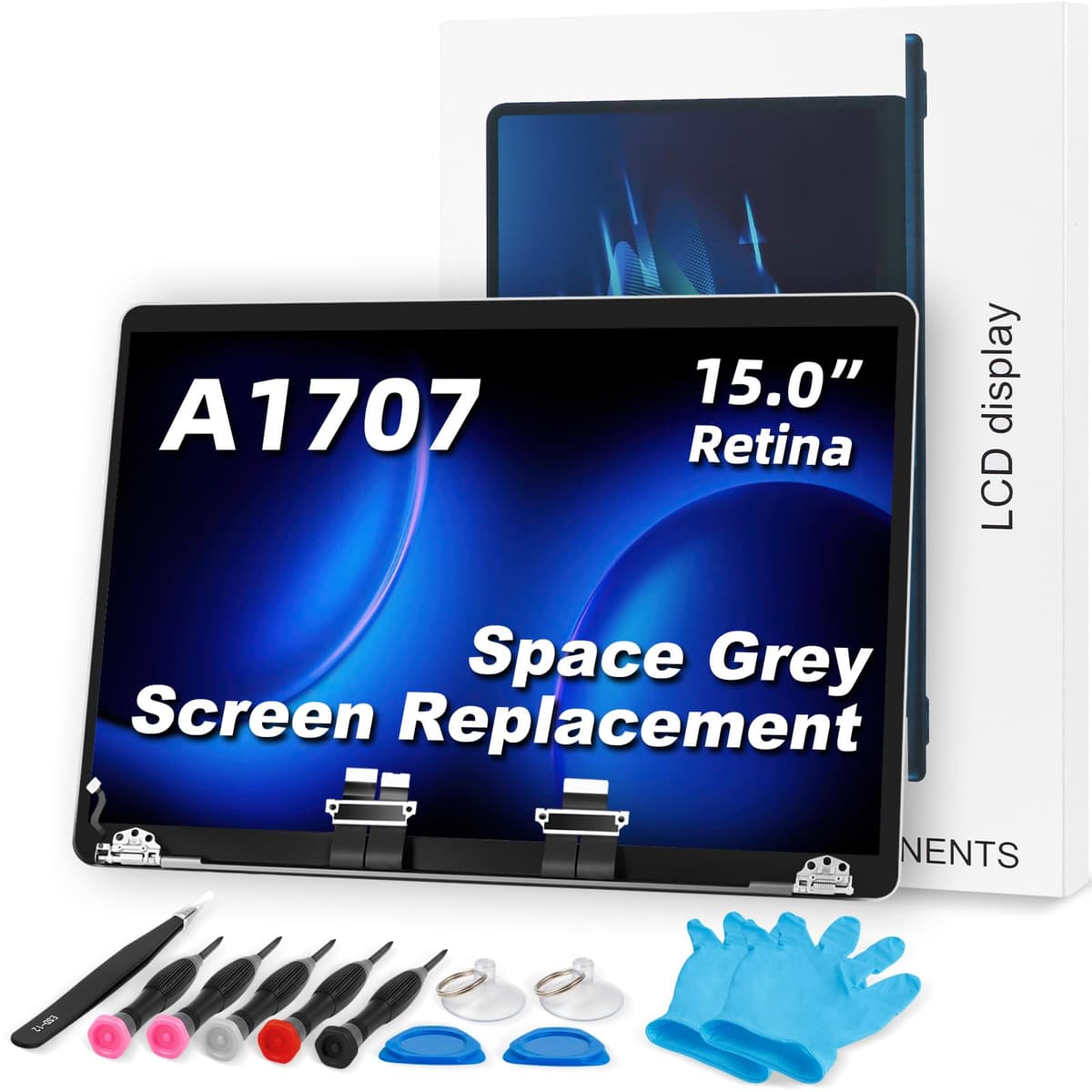 Reemplazo de pantalla TRGSLKSS A1707 LCD para MacBook de 15 pulgadas 2016-2017 2560x1600 Ensamblaje completo de LCD para EMC 3072 3162 Plata
