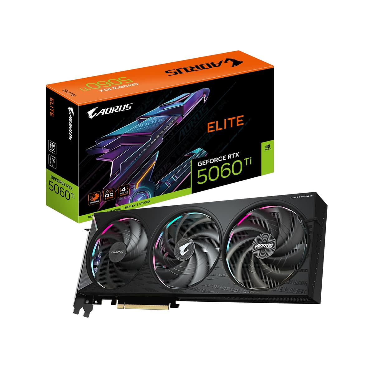 GIGABYTE AORUS GeForce RTX 5060 Ti ELITE 16G, 16GB GDDR7 PCIe 5.0, WINDFORCE, GV-N506TAORUS E-16GD