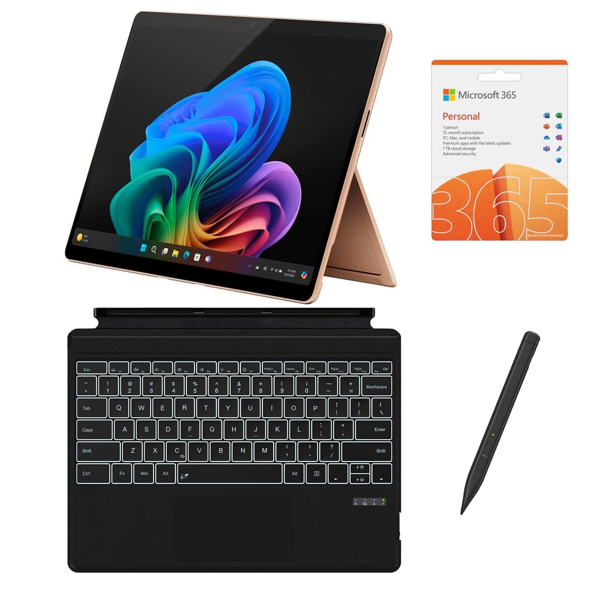Microsoft Surface Pro 13" OLED (Snapdragon X Elite, 16GB, 1TB) con Teclado y Stylus ZIA-1-KB-SP-365-DUNE