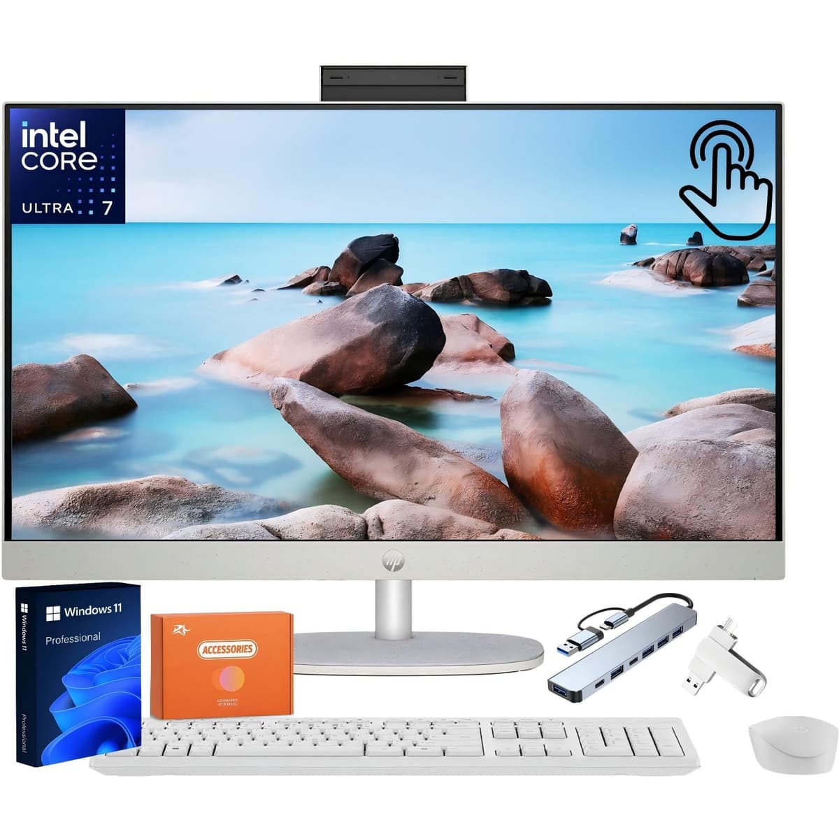 HP All in One 27" Touchscreen, Intel Core Ultra 7-155U, 32GB DDR5, 1TB SSD, Windows 11 Pro HP 27 All-In-One Desktop