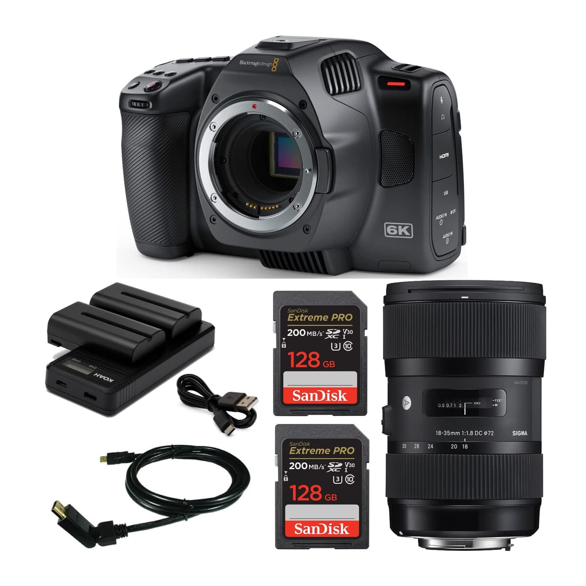 Blackmagic Pocket Cinema Camera 6K G2 con paquete de accesorios 18-35mm (6 artículos) CAMPOCHDEF6K-K3
