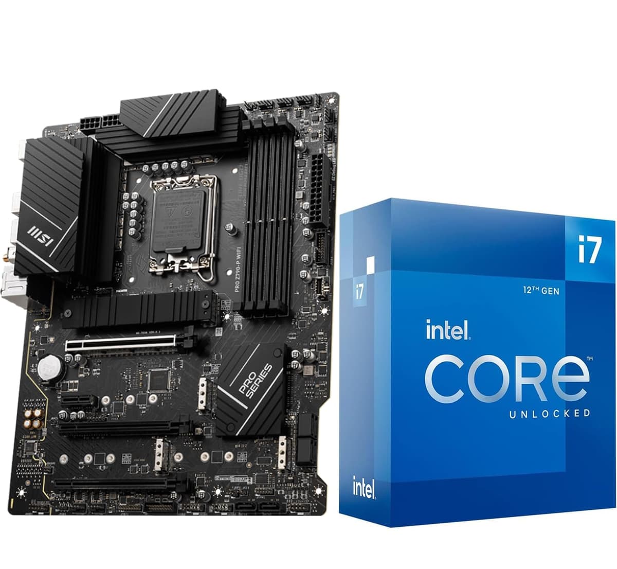 Placa madre INLAND CPU Intel Core i7-12700K 12 (8P+4E) núcleos hasta 5.0 GHz desbloqueado LGA 1700 procesador de escritorio con gráficos integrados más placa madre MSI PRO Z790-P WiFi DDR5 ProSeries 12700KPROZ790PWFD5