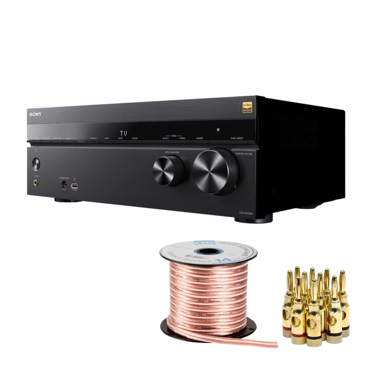 Sony STR-AN1000 Receptor AV 7.2 canales 8K con Dolby Atmos y DTS:X - Bundle con kit de accesorios de cable de parlantes KN-ACCKIT-HT_K40