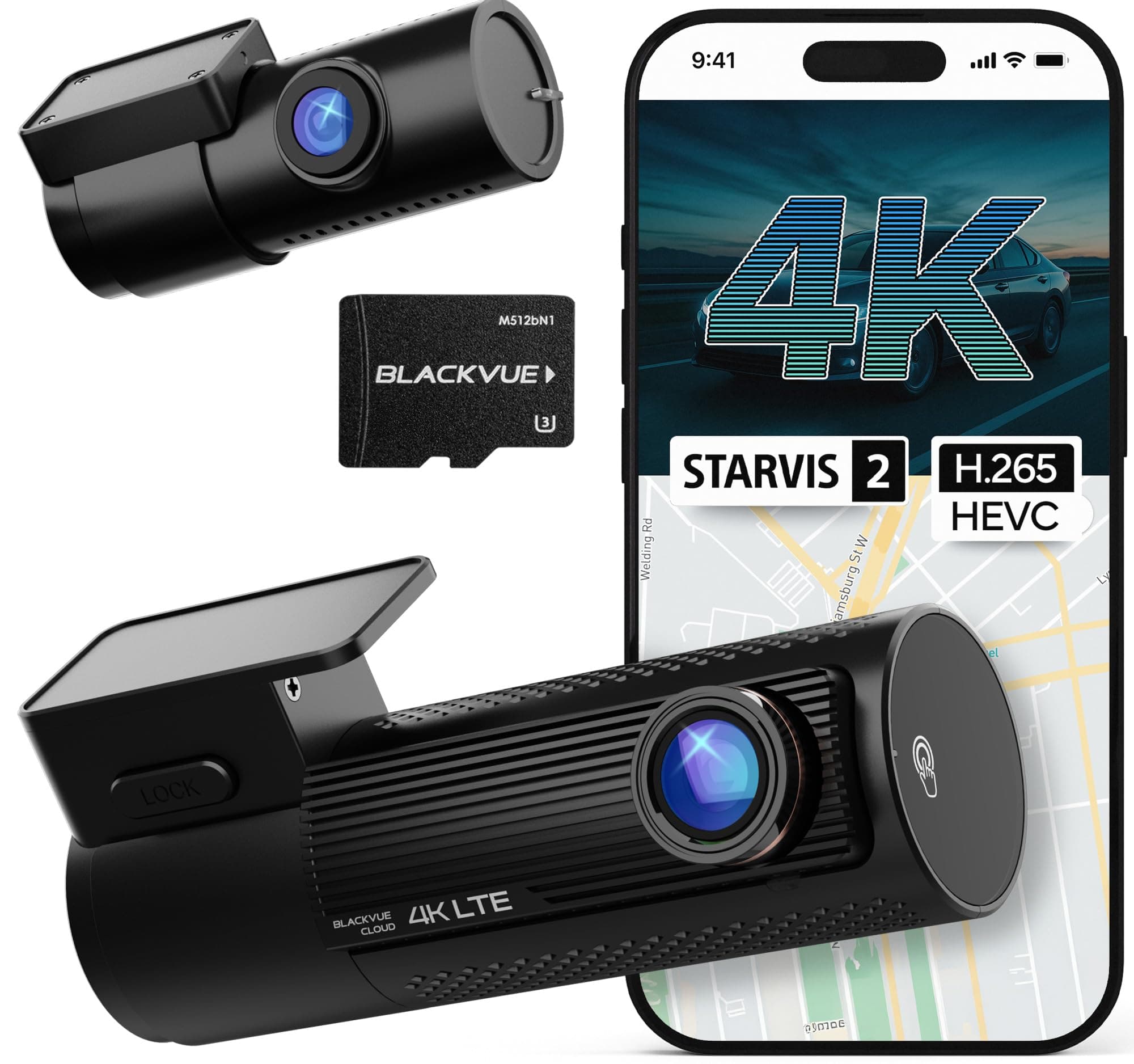 BlackVue DR970X-2CH LTE Plus II Dash Cam 4K Front + Full HD Rear, LTE, Smart Parking, 64GB
