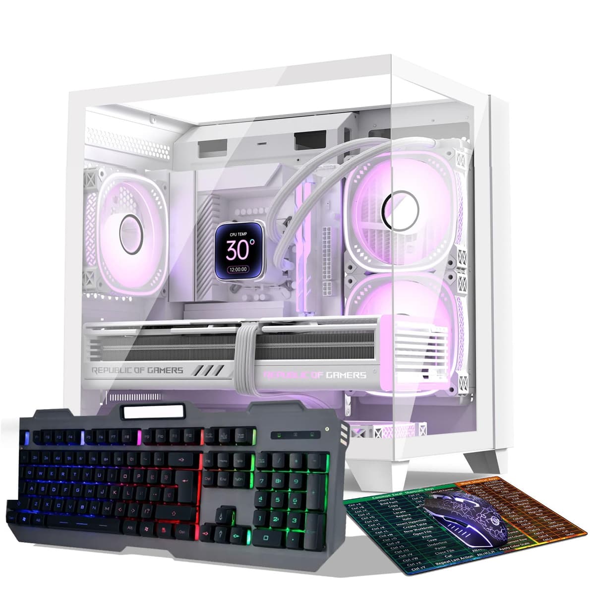abytespark Computadora de Escritorio para Juegos, Intel Core i7, Funcionando a una Frecuencia de 3.4GHz, Tarjeta Gráfica GTX 1660 Super con 6GB GDDR6 de Video, 16GB RAM, 512GB SSD, WiFi 5.0, 4 Ventiladores RGB, Blanco i7/16G/512GB/GTX1660Super
