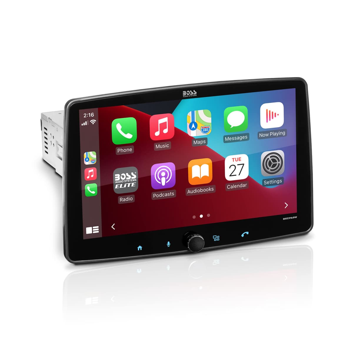 BOSS Audio Systems Elite BECPA9W Estéreo para Auto - Apple CarPlay y Android Auto Inalámbricos, Pantalla Táctil Single Din de 9 Pulgadas, Unidad Principal con Bluetooth, Radio, USB, Sin Reproductor CD/DVD
