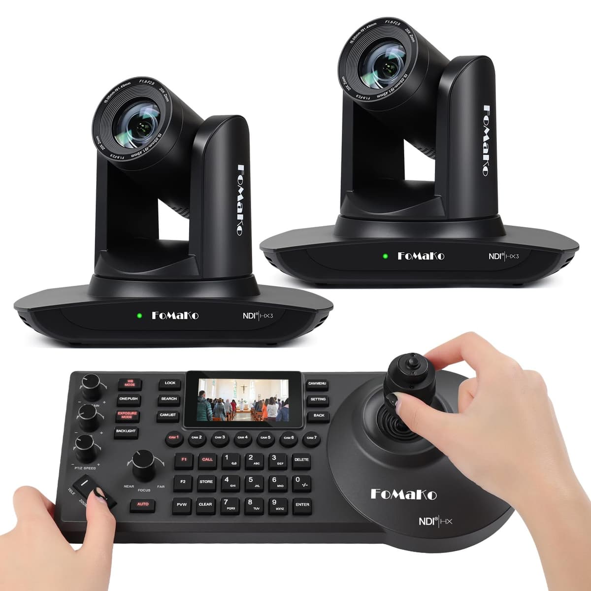 FoMaKo BN402-B Bundle: 2x FMK20UH NDI-B + KC608 controlador - NDI 6, AI Auto-Tracking Gen3, 20x Optical
