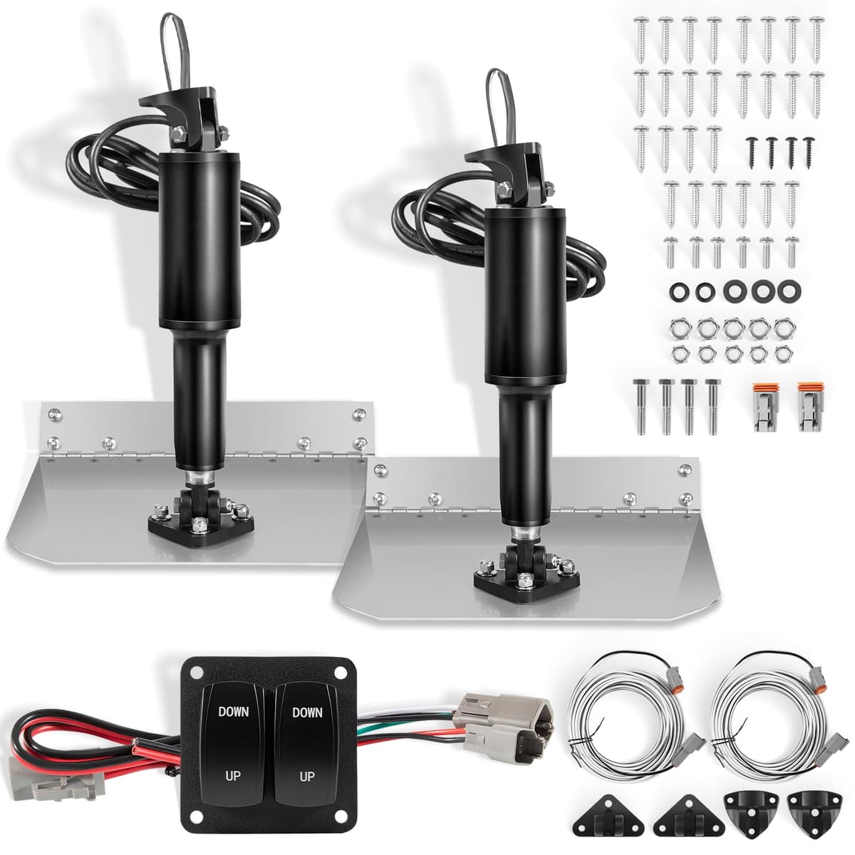 Bonbo 15101-104 Kit de aletas de recorte estándar de 9" x 12" 12V con interruptor doble basculante para embarcación tamaño 16ft a 25ft win-15101-104