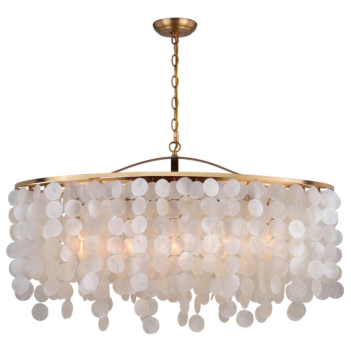 VAXCEL Elsa Candelabro de conchas Capiz 5 luces, acabado oro claro, colgante empotrable regulable H0282