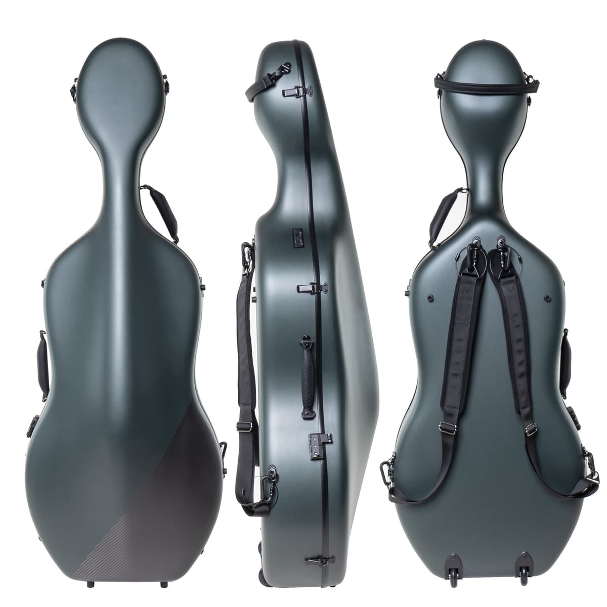 M MI & VI MI&VI CC-9001 Funda de Cello 4/4 Fibra de Carbono con Ruedas (Matte Green)