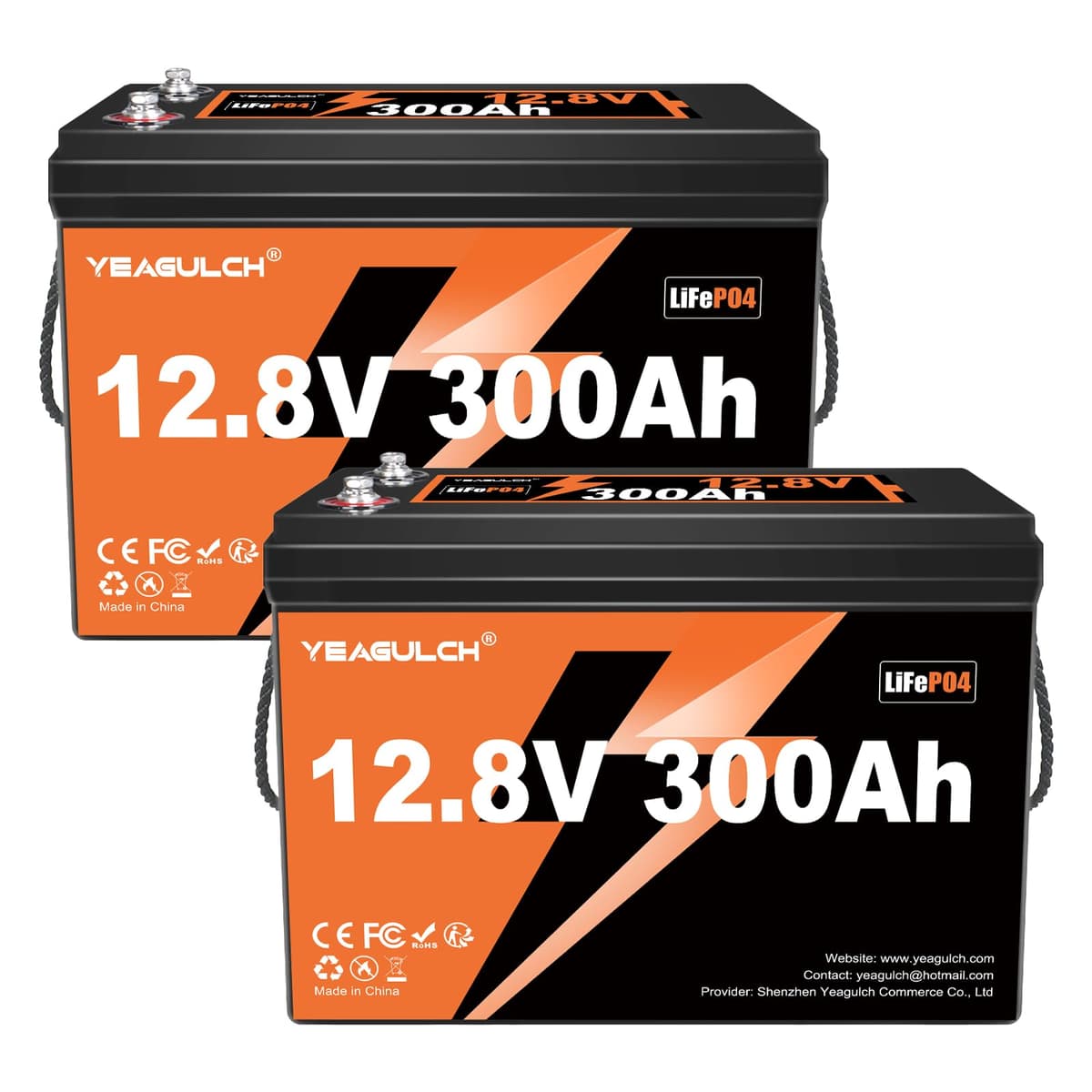 yeagulch 2 Pack Batería LiFePO4 12V 300Ah 200A BMS 3840Wh - 15000+ ciclos AUYS95362-00