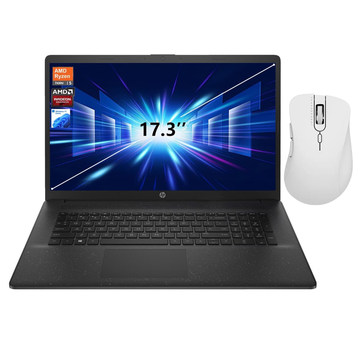 HP 17.3" FHD Laptop AMD Ryzen 5 7430U 32GB RAM 2TB PCIe SSD Windows 11 Home Bundle con Thunderobot ML101 TPN-I140